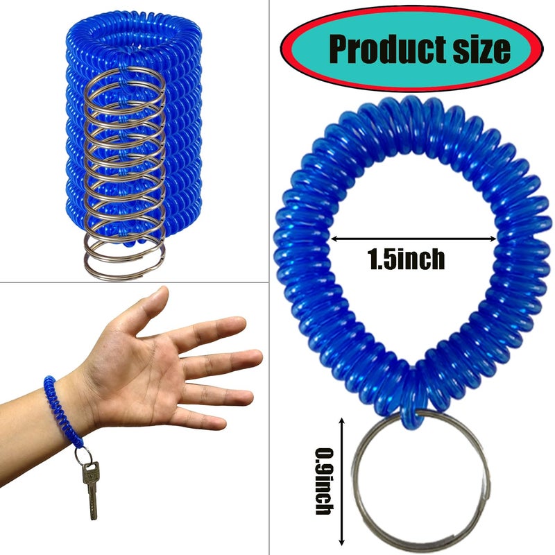 Smanzu Pack of 60 Colorful Wrist Coil Keychain Wristband Spiral Key Ring Bracelet Key Holder for Pool Gym ID Badge(Assorted Color) - Image 2